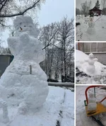 Апрельских снеговиков лепят в Нижнем Новгороде после весенней метели.webp